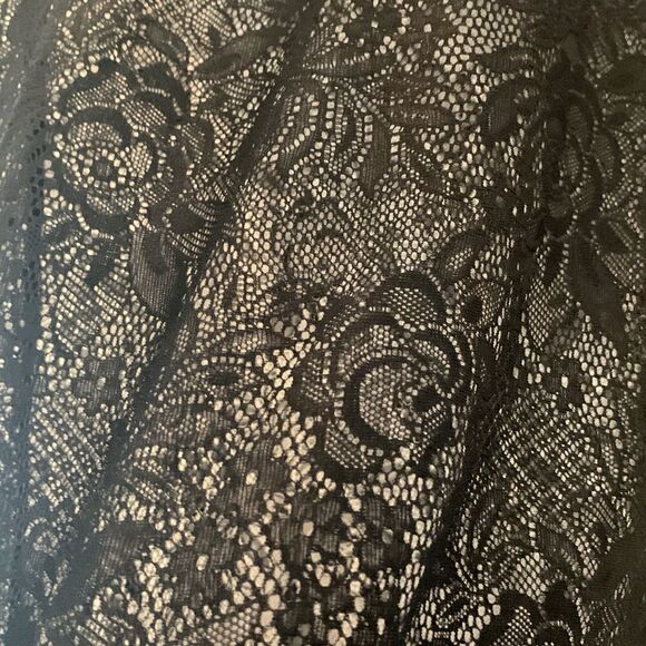 Grace Elements sheer black floral short sleeve blouse Size L - Picture 3 of 6